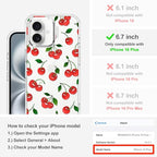 MOSNOVO Case for iPhone 16 Plus, [Buffertech 6.6ft Military-Grade Drop Protection] [Anti Peel Off Tech] Clear TPU Bumper Phone Case Cover Design - Cute Cherry