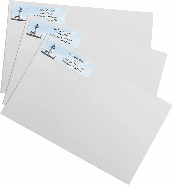 Lighthouse Designer Rolled Name & Address Labels with Elegant Plastic Dispenser
