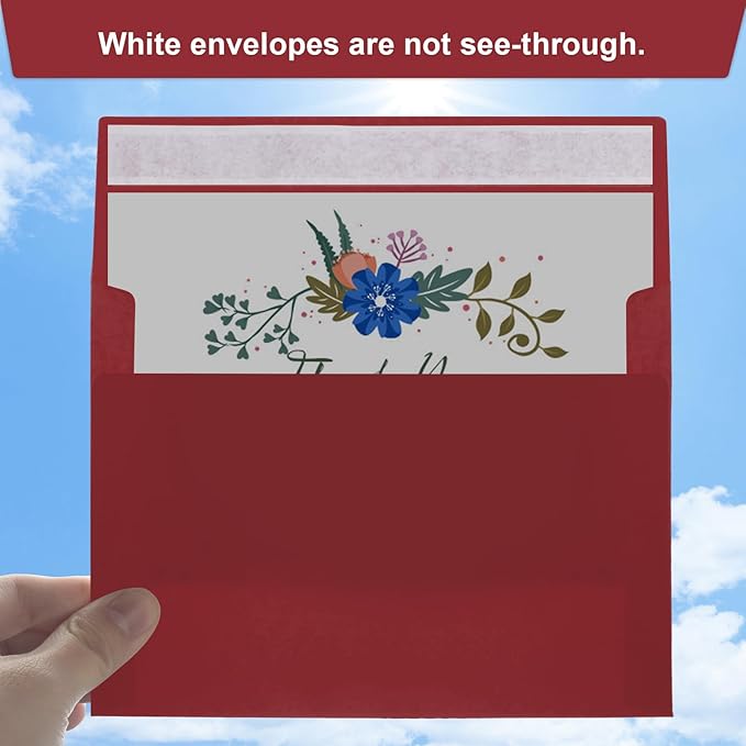 Joyberg 50 Packs Wine Red 5x7 Envelopes, Wine Red Envelopes 5x7, Wine Red Envelopes, Deep Red Color A7 Envelopes, Burgundy Envelopes 5x7, Invitations, Photos, Greeting Cards, Mailing (Wine red)