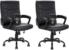 CLATINA Mid Back Leather Office Executive Chair with Lumbar Support and Padded Armrestes Swivel Adjustable Ergonomic Design for Home Computer Desk 2 Pack