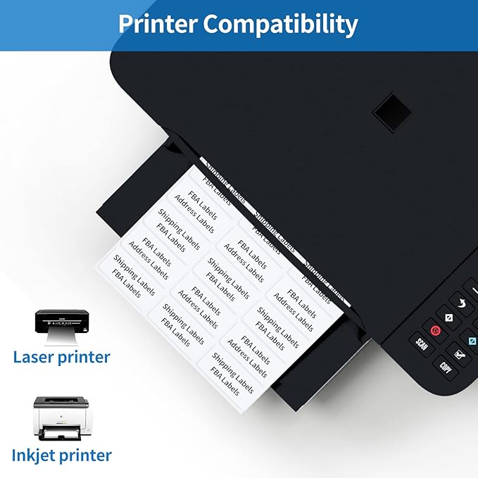 BESTEASY 30-up 100 Sheets 1" X 2-5/8" Address Shipping Labels for Laser and Inkjet Printers, FBA Product Labels (3000 Labels)