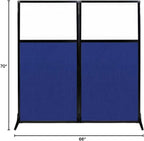 Versare Workstation Partition | Portable Wall Divider | Modern Office Cubicle | Free Standing Privacy Screen | Flexible Work Space | 66" x 70" W/Window, Royal Blue Fabric Panels