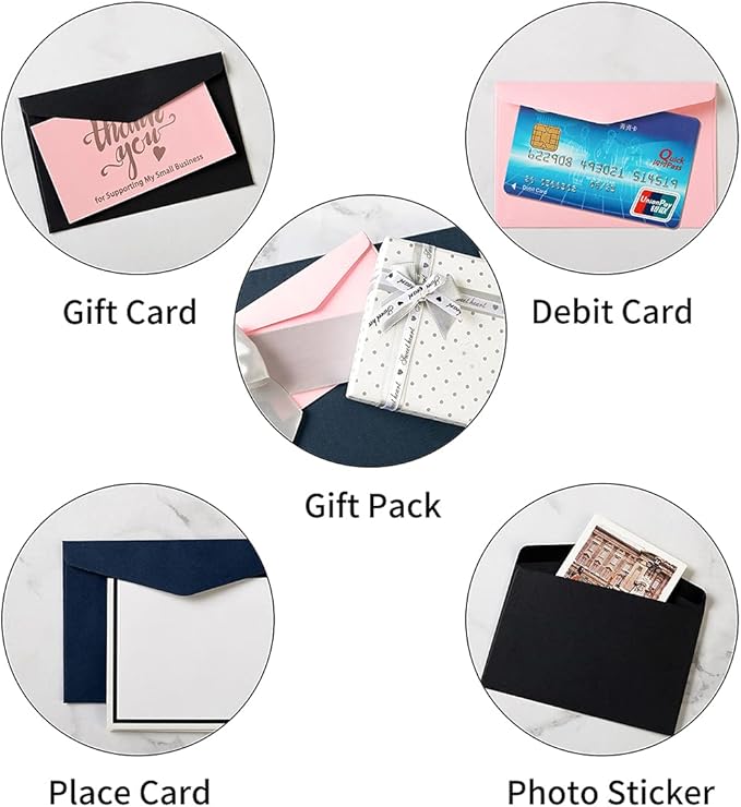 120 Pack Mini Envelopes Small Envelopes Self-Adhesive Kraft Paper Tiny Pockets for Business Cards Christmas Holiday Small Gift Cards Invitations Cards(4.13"×2.76") (Navy Blue)