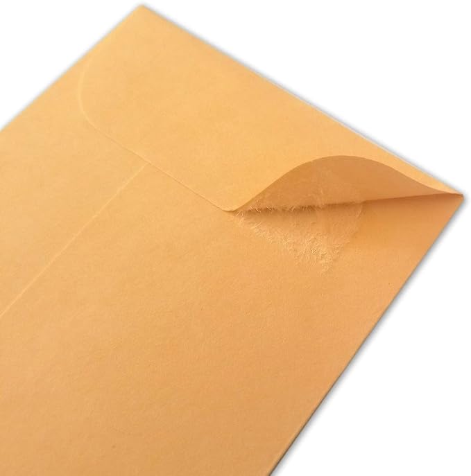 500 PCS #5 Coin Envelopes, 3.125 x 5.5 inches Brown Kraft Envelopes Classic Small Parts Envelopes with Self Adhesive Gummed Flap for Coins, Cash, Credit Cards, Seeds