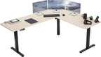 VIVO Electric Corner L-Shaped 75 x 63 in Standing Desk, Memory Height Adjustment, Light Wood Top Black Frame, DESK-E3CTBC-75
