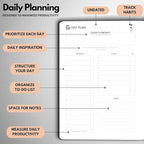 Undated Daily Planner – 3-Month A5 Productivity Organizer with Full Page Per Day, Hourly Schedule, Goal Setting, Habit Tracker, Weekly & Monthly Pages – Hardcover Time Management Notebook (Rose Gold)