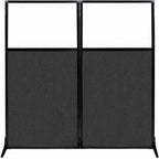 Versare Workstation Partition | Portable Wall Divider | Modern Office Cubicle | Free Standing Privacy Screen | Flexible Work Space | 66" x 70" W/Window, Black Fabric Panels