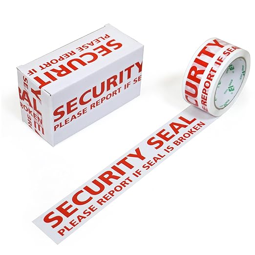 BOMEI PACK Security Seal Tape, Please Report if Seal is Broken Printing Packing Tape with Dispenser, 2.4mil 2inch x 60yds, 6Rolls Heavy Duty Fragile Tape Refills for Shipping, Moving and Sealing