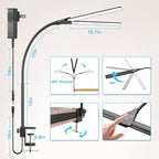 Desk Lamp for Office Home, 31.5" Desktop Lighting Bar with Gooseneck, Clip on Desk Light with Clamp, Bright Dimmable Table Lamp for Study, Work, Computer, Monitor, Reading