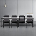 Desk Chair No Wheels, Arm Chair with Ergonomic Lumbar Support and Thickened Seats Cushion, Waiting Room Chairs for Office School Church Guest Reception, Black