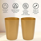 HOLDN’ STORAGE Small Trash Can - Set of 2 Open Top Waste Bin of 1.58 Gallon, Compact Waste Can Perfect for Bathroom, Kitchen, Office, Dorm - Durable Garbage Can - Soft Brass