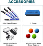 Magnetic Glass Whiteboard - Glass Dry Erase Board 48"x30" Large Frameless Tempered Glass Board for Walls Office School and Home