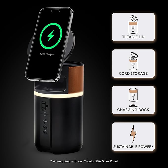 Duracell M250 Portable Charging Hub – 250W Charger for Laptops & Tablets, Wireless Charging for Cell Phones & Earbuds – Light & Compact Power Bank Station w/ USB-C, USB-A & AC Ports, Charging Dock