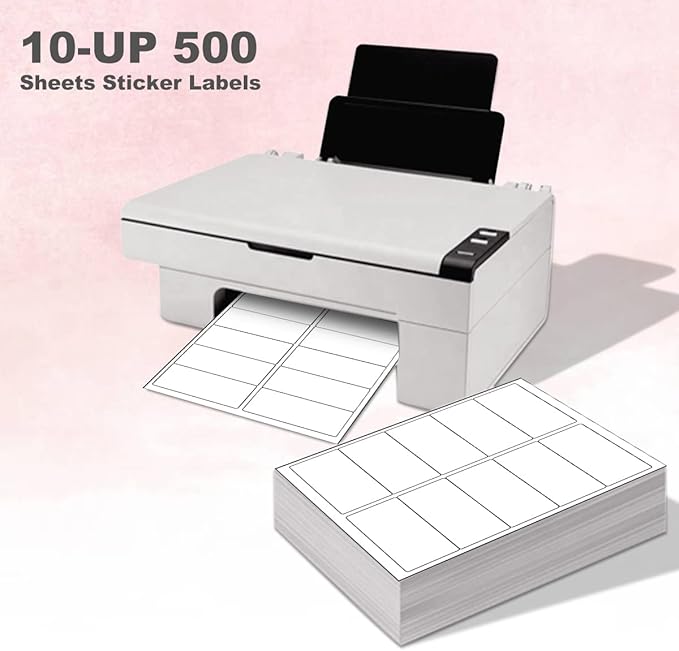 BESTEASY 10-UP Address Labels,/Address Mailing Labels 500 Sheets Shipping Sticker Labels Compatible Laser/Ink Jet Shipping Labels(5000 Labels)