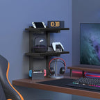 Clamp On Desk Organizer, 2-Tier Desktop Bookshelf, Adjustable Desk Storage Shelf, Metal Frame, for Office, Study and Game Room, Black DSBK3501