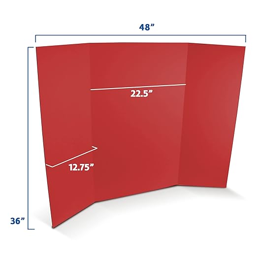 Flipside Products 36” x 48” Foam Project Boards for Presentations, Science Fair, School Projects, Event Displays and Trifold Picture Board - Red - 10 Pack