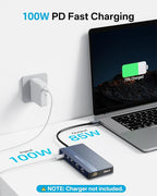 USB C Hub 14-1 USB C Docking Station Dual Monitor, with 2 HDMI+DP(4K60Hz), Ethernet, 3 USBC 10Gbps,100W PD, SD/TF 3.0, Audio, Laptop Docking Station for MacBook/Dell/HP/Lenovo ThinkPad/Surface (Grey)