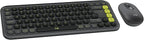 Logitech POP ICON Combo, Bluetooth Keyboard and Mouse Combo, Comfortable Typing, programmable Keys and Buttons, Quiet clicks, Easy-Switch up to 3 Devices - Graphite and Lime