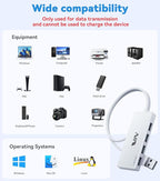 USB 3.0 Hub,4 Port USB Splitter Extender Portable Adapter Multiport Data Hub for Laptop,Xbox, Flash Drive,HDD,Console,Camera,Keyborad,Mouse Windows,Mac OS PC,Not Designed to Charge Devices-White