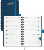 BEZEND Pocket Planner 2025-2026 Weekly with 2 Columns, 18-Month Academic Calendar (Jul 25-Dec 26), Life Work App., Storage Pocket, Pen Holder, PU Leather Softcover 3.5" x 6" Spiral - Prussian Blue