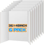 WinTS 6 Packs 36" x 48" Trifold Poster Board White TriFold Poster Boards Corrugated Presentation Board Large&Sturdy Foldable Poster Board for Presentations,School Projects,Science Fair