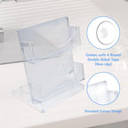 Acrylic Business Card Holder 2-Tier for Desk - Office & Exhibition Clear Business Card Display Stand, Business Card Organizer with 2 Slots, Holds Up to 130 Cards