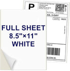 Coopaty Full Sheet Address Labels for Laser/Inkjet Printers, White, 8.5" x 11" Shipping Label, 1000 Labels