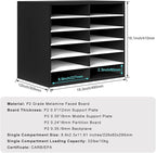 PAG Countertop Mail Sorter Organizer, Wooden Literature Organizer, Student Mailbox for Classroom, Desktop Bill Organizer for Office Home School, 12 Compartments, Black&White