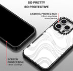 MOSNOVO Magnetic Case for iPhone 16 Pro, 10ft Military-Grade Protection, Compatible with Magsafe, Shockproof Phone Case for iPhone 16 Pro - White Swirl - Clear Black