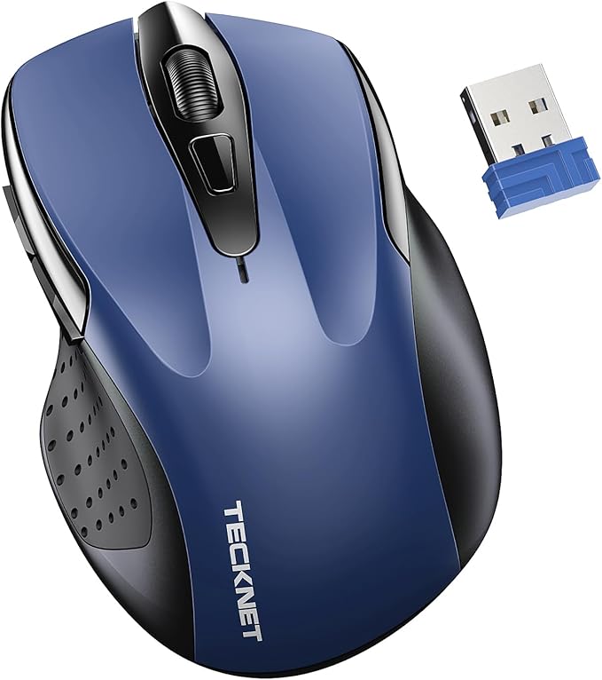 TECKNET Wireless Mouse for Laptop, Silent Mouse Quiet Click, Computer Mice Wireless, 6 Adjustable 4000 DPI Computer Mice - Blue