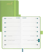 BEZEND Pocket Planner 2025-2026 Weekly with 2 Columns, 18-Month Academic Calendar (Jul 25-Dec 26), Life Work Appointment, Storage Pocket, Pen Holder, PU Leather Hardcover 3.5" x 6" - Fruit Green