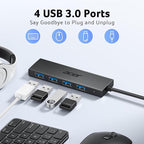 Acer USB C Hub 4 Ports, Multiple USB 3.0 Hub, USBC Splitter for Laptop with TypeC Power Port, Extender for Type C Port Laptop, PC, Desktop and More (USB-C, 0.7ft)