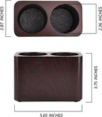 Oak Solid Wood Pen &Pencil Holder for Desk, Office Stationery Organizer, Table Pencil Cup Stand,Desk Accessories Holder, Two Cups Practical Design. (Espresso)