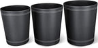 KINGFOM 3 Pack PU Leather Small Office Trash Can Wastebasket, Round Garbage Container Bin for Bathrooms, Powder Rooms, Kitchens, Home, Bedroom, High-Class Hotel, Black