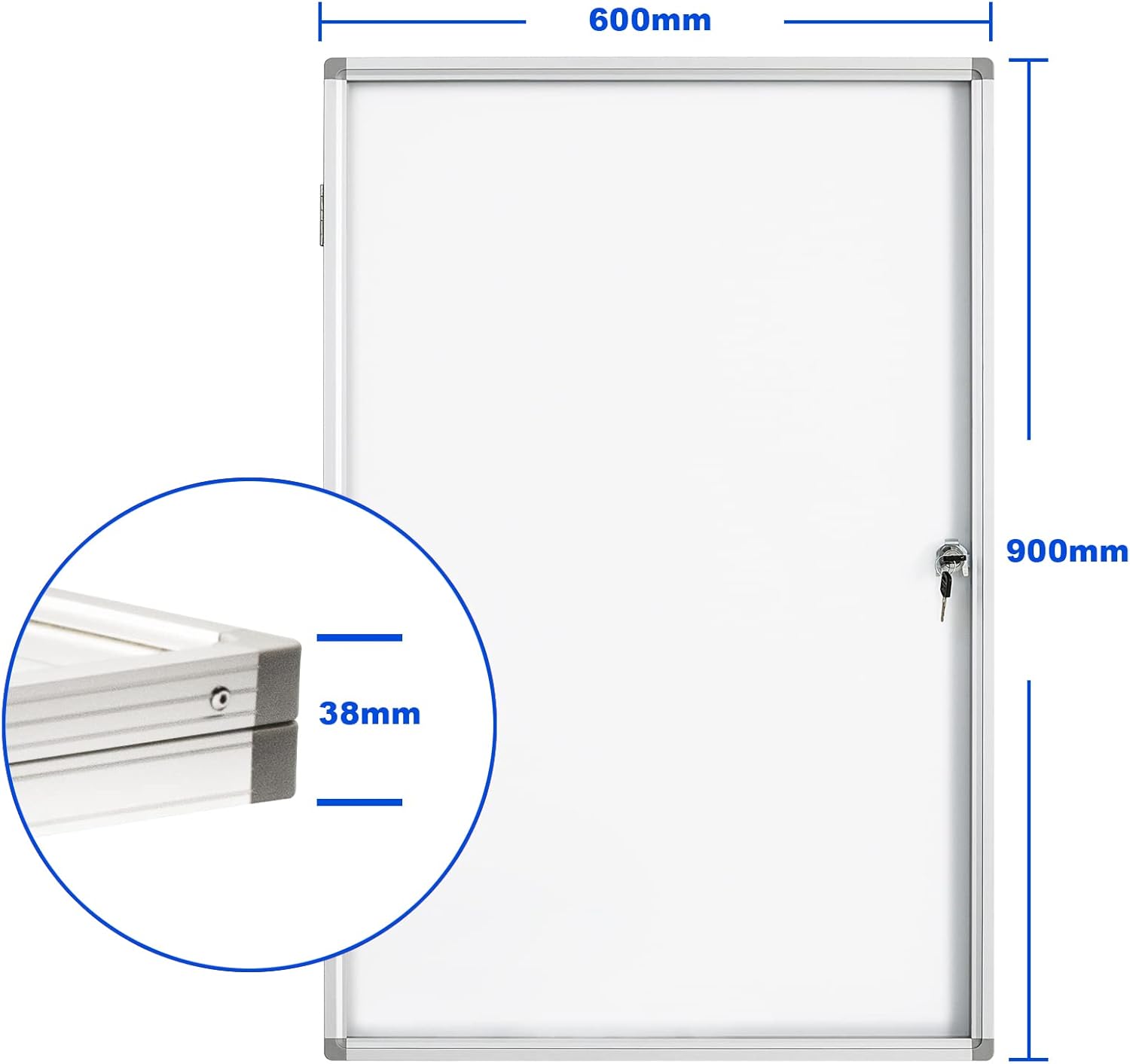 BIBOC 36x24 Inches Lockable Bulletin Boards White Board Frame Enclosed Display Case,with Magnets,for School Message Notice Whiteboard