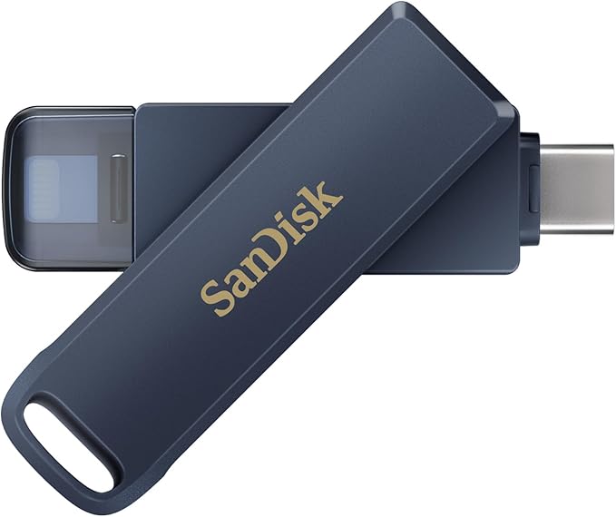 SanDisk 256GB Phone Drive for iPhone - Works with iPhone 15 and Newer (USB-C Connector) and iPhone 14 and Older (Lightning Connector), Metallic Sky - SDIXD0N-256G-GN6NE