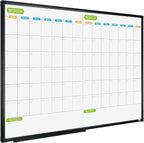 JILoffice Magnetic Dry Erase Calendar Whiteboard, 2 Month White Board Planner 36 X 24 Inch, Black Aluminum Frame Wall Mounted Board for Office Home and School