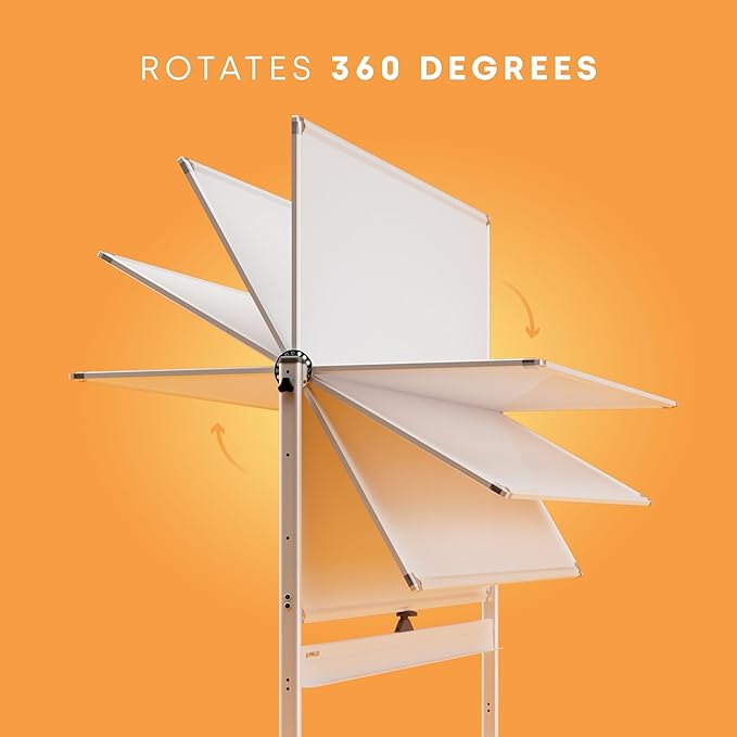 Rolling Dry Erase Board 60 x 46 - Large Portable Magnetic Whiteboard with Stand - Double Sided Easel Style Whiteboard with Wheels - Mobile Standing White Board for Office, Classroom & Home