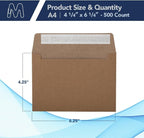 MOS A4 Invitation Envelopes – 4-1/4" x 6-1/4" Kraft Mailing Envelopes Self Seal (500 Count) – 120GSM/ 32LB Bond Heavy Duty – For Greeting Cards, Card Making, RSVP Cards, Wedding Invites