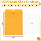 50 Pcs 15 x 19 Inch Extra Large Mailing Clasp Envelopes Jumbo Kraft Catalog Manila Envelope with Clasp Closure for Oversized Big Documents Office Home Business Legal School Storing Mailing