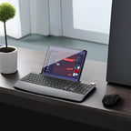 Ergonomic Wireless Keyboard and Mouse with Wrist Rest，Phone Holder - 2.4GHz Full-Sized Low-Profile Quiet Wireless Mouse and Keyboard Combo for Computer, Laptop, PC, Mac-Grey