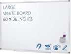 SWANCROWN White Board Dry Erase 60 x 36 Inches, Large Whiteboard for Wall with Thick Aluminum Frame, 5' x 3' Magnetic Whiteboard with Long Marker Tray & Magnetic Pen Holder for Office & Home