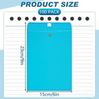 Geyee 100 Pcs Clasp Manilla Envelopes 6 x 9 Inch Gummed Colored Envelopes for Storing or Mailing for Home Office Business Supplies(Blue)