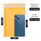 Fuxury Small Bubble Mailers 4x8" 100 Pack Padded Envelopes Thick Kraft Bubble Envelopes Usable Size 4x7" Waterproof Cushioned Padded Mailers Packaging for Small Business #000 Yellow