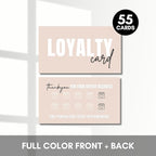 Beauty Business Loyalty Card, 10-Punch Reward System, Business Card size, 55 cards, full color high gloss front and back, UV coated, Modern design, create your own reward (Tan)