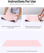 YSAGi Leather Desk Protector, Office Mat, Large Mouse Mat, Non-Slip PU Leather Blotter, Laptop Desk Pad, Waterproof Writing Pad for Office and Home (Light Pink, 31.5" x 15.8")