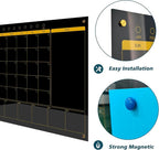 Magnetic Glass Planner Writeboard 36"X48" Monthly/Weekly 3 in 1 Calendar Premium Tempered Glass Dry Erase Boards Frameless Wall Mounted (Black)