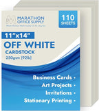 MOS Cardstock Paper – 11” x 14”, 250 GSM, 110 Sheets – Heavyweight Off White Poster Board Paper for Menus, Certificates & Crafts – Smooth Finish, Printer-Friendly