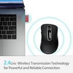 memzuoix 2.4G Wireless Mouse, 1400 DPI Computer Mouse with USB Receiver, Portable Wireless USB Mice Battery Powered Cordless Mice for Laptop, PC, Desktop, 5 Buttons (Black)