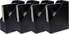 UnionBasic Magazine File Holder - Office Leatherette Desktop Document File Folder Journals Organizer Racks, Black, Set of 4